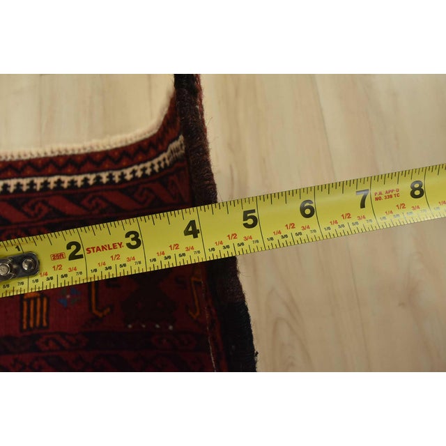 Baloch Rug 3’9” X 6’7” Red Wool Vintage Tribal Hand-Knotted Oriental Carpet For Sale - Image 11 of 13