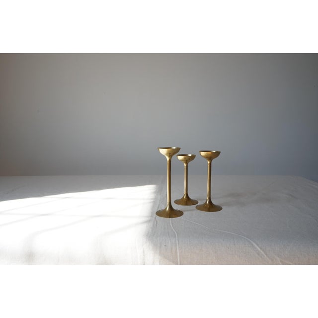Candleholders in Brass, Set of 3, in Good conditions. Designed from 2000