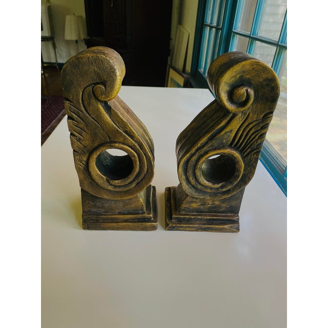 1990's Resin Gold Curtain Corbels Rod Swag Scarf Holders Set of 2 Chairish