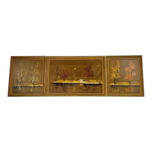 1970s Custom Morris Katz Panoramic Oil Painting on Board Signed