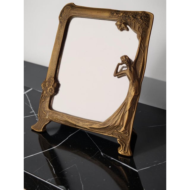 Gold Art Nouveau Table Mirror by Pierre Bex, France, 1970s For Sale - Image 8 of 8