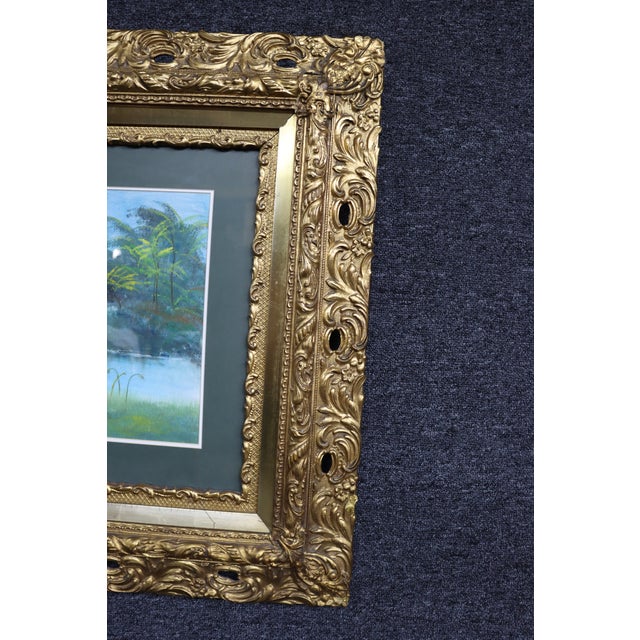 1980s Signed Oil Painting W/Victorian Frame For Sale - Image 5 of 9
