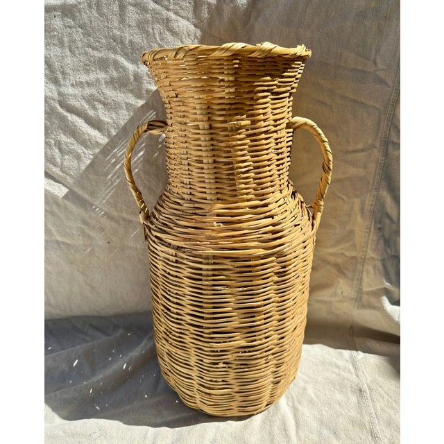 1970s Vintage Split Bamboo/Rattan Floor Vase For Sale - Image 5 of 5
