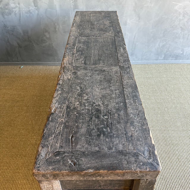 Vintage Painted Elm Wood Cabinet With Drawers For Sale - Image 13 of 13