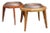 Octagonal Wooden Tables with Spun Copper Concave Tops, 1980s, Set of 2 For Sale