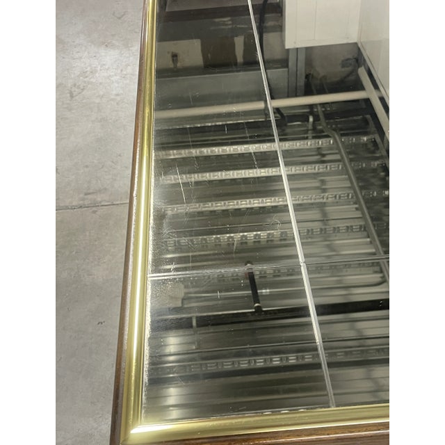 Brass Trim and Etched Smoked Mirror Parsons Dining Table by Henredon For Sale - Image 9 of 10