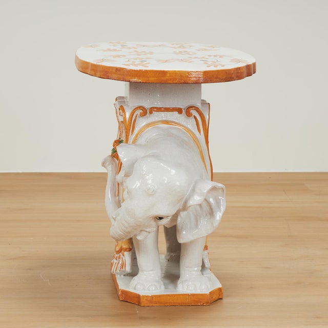 Mid-Century Modern Vintage Italian Terra Cotta Elephant Tray Table or Stand For Sale - Image 3 of 13