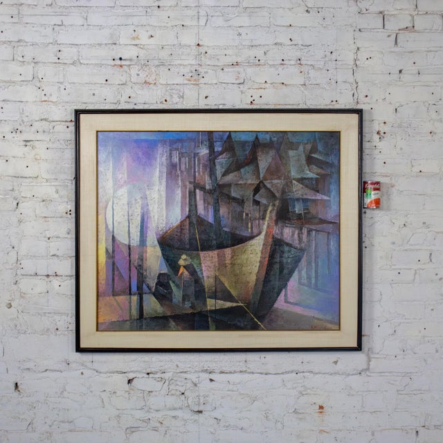 Mid to Late 20th Century Abstract Large Oil Painting or Wall Art Signed by Artist S. Khan Boon For Sale - Image 18 of 18