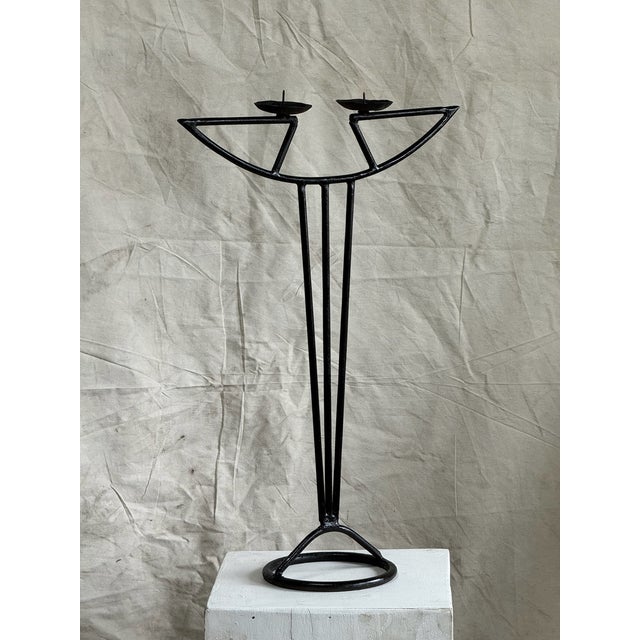 Vintage Art Nouveau Wrought Iron Candle Holder For Sale - Image 11 of 11