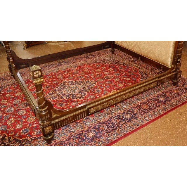 19th Century French Louis XV Style Bronze Mounted Mahogany King Bed Dimensions : 74" Tall X 69" Wide X 86" Long This...