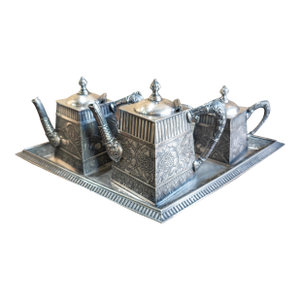 Late 19th Century American Aesthetic Movement Silverplate Tea Set by Rockford Silver Co.