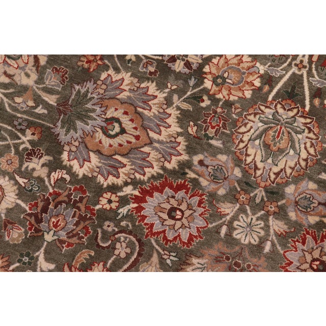 1990's Pak-Persian Green/Tan Wool Rug - 9'2'' X 11'8'' For Sale - Image 4 of 9