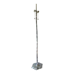 1960s Polished Chrome Bamboo Lotus Petal Base Floor Lamps