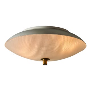 1950s Glass & Metal Ceiling Lamp Attributed to Oscar Torlasco for Lumi For Sale