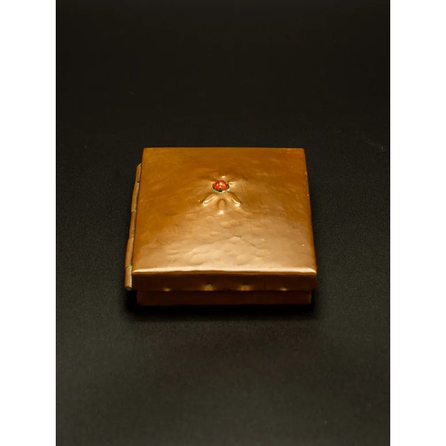 Amsterdam School Copper Tobacco Box with Carnelian Accent, Early 20th Century For Sale - Image 4 of 10