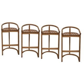 Vintage Stools in Oak by Allmimö, 1980s, Set of 4 For Sale