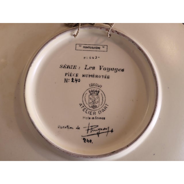 White Limited Edition Voyages Series Decorative Plate from Longwy Pottery Factory, 1970s For Sale - Image 8 of 18
