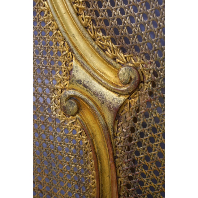 Antique Gold Gilt Queen Size Cane Back Bed For Sale - Image 9 of 16