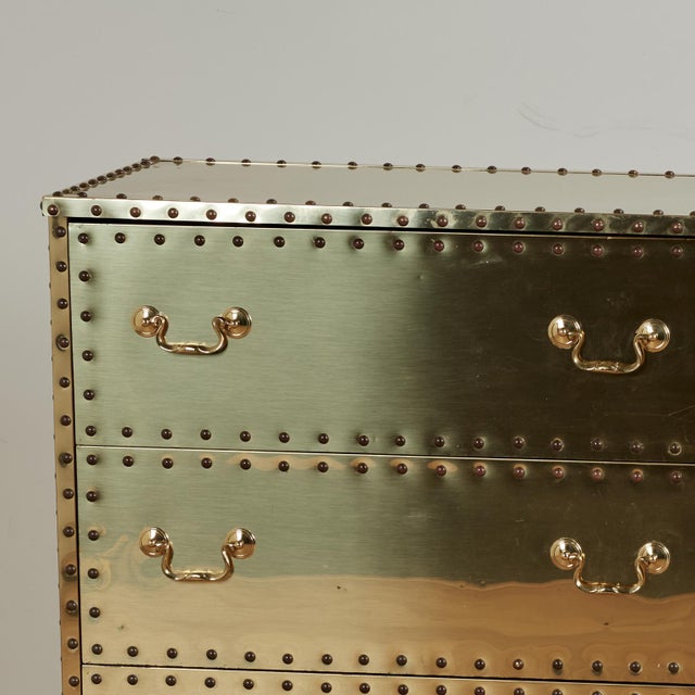 Mid-Century Modern Vintage Sarreid Style Brass Triple Dresser For Sale - Image 3 of 17