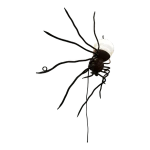 French Artisan Made Iron Copper & Ribbed Glass Spider Sconce