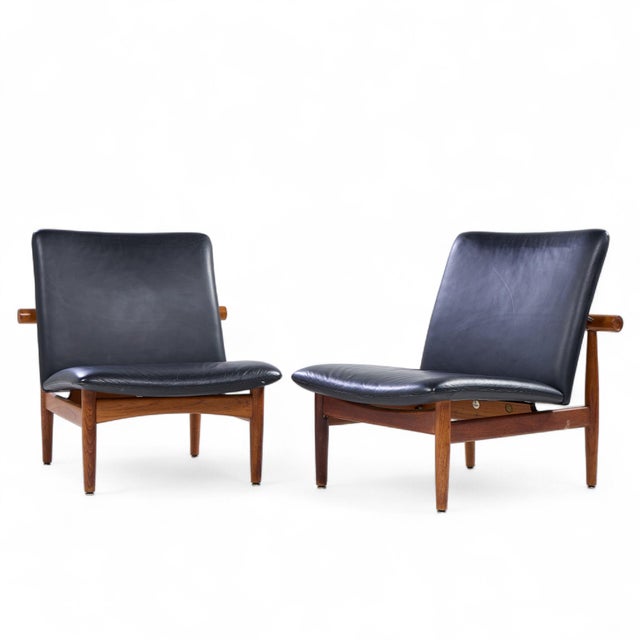 Mid-Century Modern Finn Juhl for France and Sons Fd137 Mid Century Danish Teak Japan Lounge Chairs - Pair For Sale - Image 3 of 13