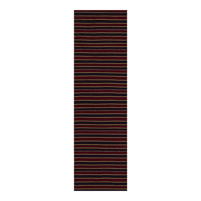 1950s Vintage Afghani Tribal Kilim Rug With Horizontal Stripes - 2'11''x10' For Sale