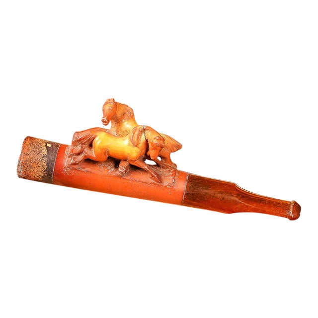 Vintage 1910s Carved Horses Genuine Meerschaum Tobacco Pipe For Sale