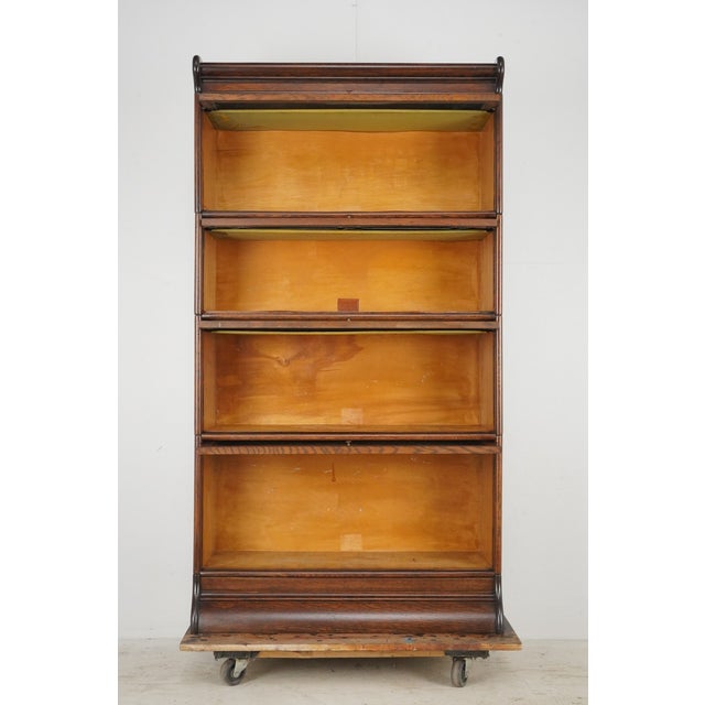 Antique Four Section Oak Humphrey Barrister Bookcase For Sale - Image 4 of 13
