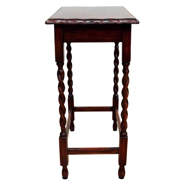 Antique English Oak Barley Twist Pie Crust Top Side Table For Sale - Image 10 of 12