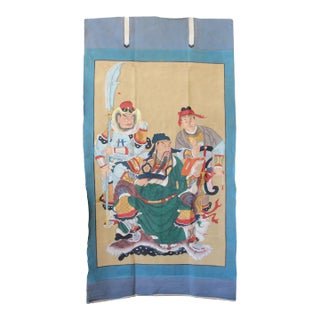 Chinese Canvas Color Ink 3 Men of Oath of Peach Garden Painting Art For Sale