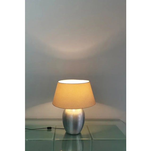 1970s Table Lamp in Brushed Aluminum & Italian Fabric, 1970s For Sale - Image 5 of 12