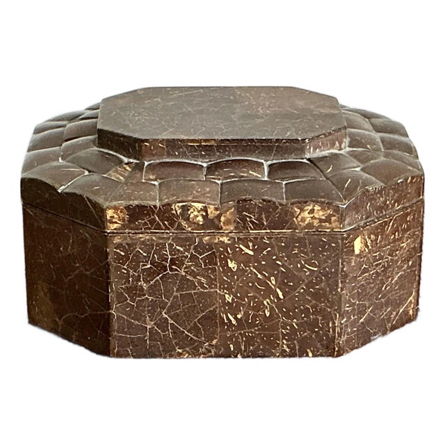 Vintage Boho Quilted Pen Shell Box For Sale