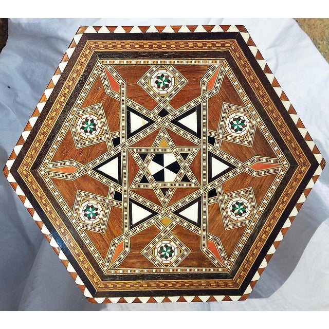 1960s Vintage Inlaid Moroccan Side Table For Sale - Image 4 of 10
