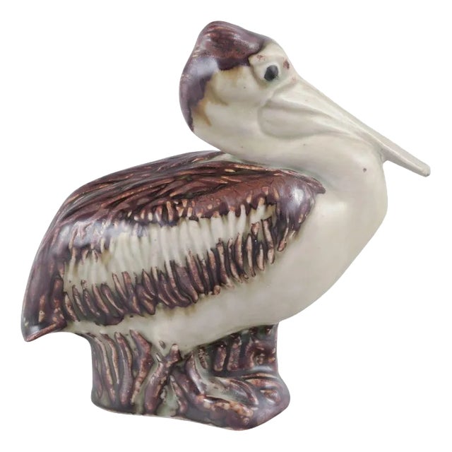 Mid 20th Century Ceramic Pelican Figurine by Jeanne Grut for Royal Copenhagen For Sale