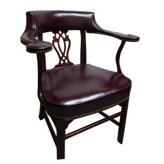 Custom Made Leather Office Chairs - A Pair For Sale