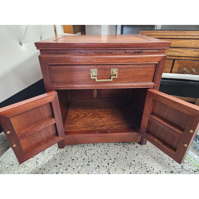 1960's George Zee SINGLE Rosewood Oriental Style Nightstand, Brass Hardware (22W 18D 24H)