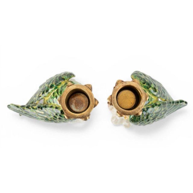 Green Porcelain Parrot Candleholder Pair With Bronze Ormolu For Sale - Image 9 of 9