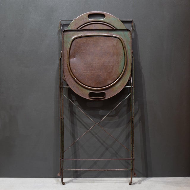Art Deco Set of Four Prohibition Era Indusrial Metal Folding Chairs c.1920 For Sale - Image 3 of 18