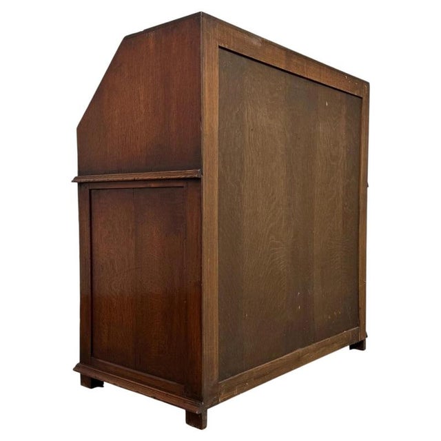 Antique Early 20th Century English Oak Bureau with Fitted Interior For Sale - Image 12 of 14