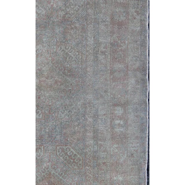 Muted Turkish Rug Antique Oushak With Geometric Design Floating Design For Sale - Image 4 of 7