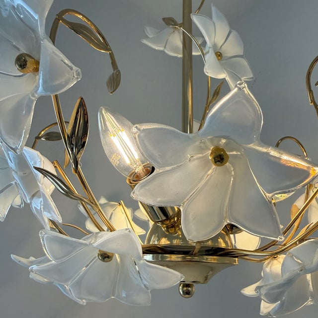 1970s Florentine Chandelier and Wall Lamps in Murano Glass and Chrome by Paolo Venini, Italy, 1970s, Set of 3 For Sale - Image 5 of 18