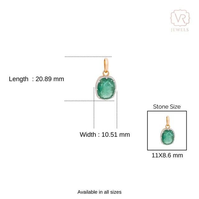 20th Century Rhodium Finish Emerald Georgian Pendant in 14k Solid Gold For Sale - Image 9 of 13