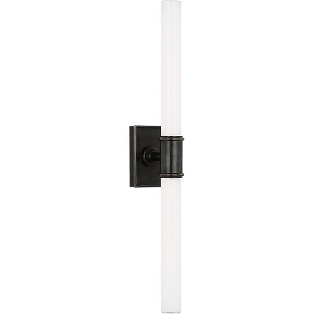 Chapman & Myers for Visual Comfort Signature Owen 22" Double Bath Light in Bronze with White Glass For Sale