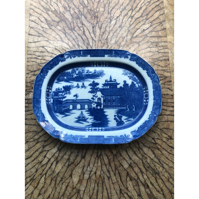 Large Antique Blue and White Transfer Ware Platter For Sale In Charleston - Image 6 of 6