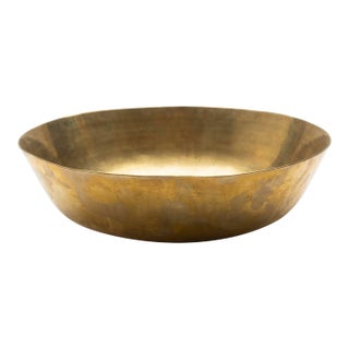 Antique Hand-Hammered Unlacquered Brass Bowl For Sale