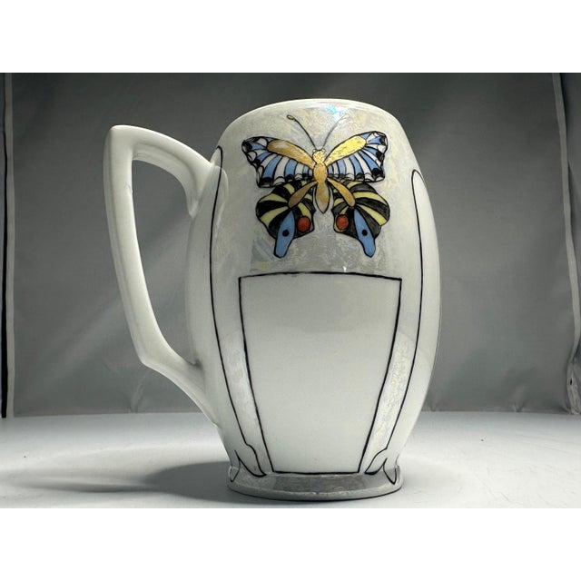 Art Nouveau Early 20th Century Art Nouveau Bavaria Hand-Painted Butterfly Mug For Sale - Image 3 of 9