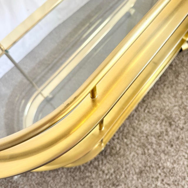 Hollywood Regency Gold 3 Tier Bar Cart on Casters For Sale - Image 9 of 12