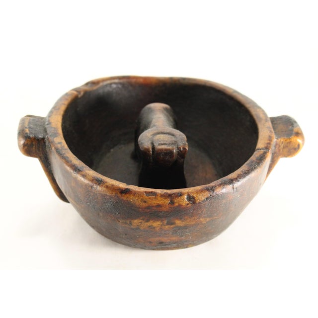 Tribal Antique Peruvian Aymara Wooden Marriage Bowl W Ox Chicha Drinking Vessel For Sale - Image 3 of 18