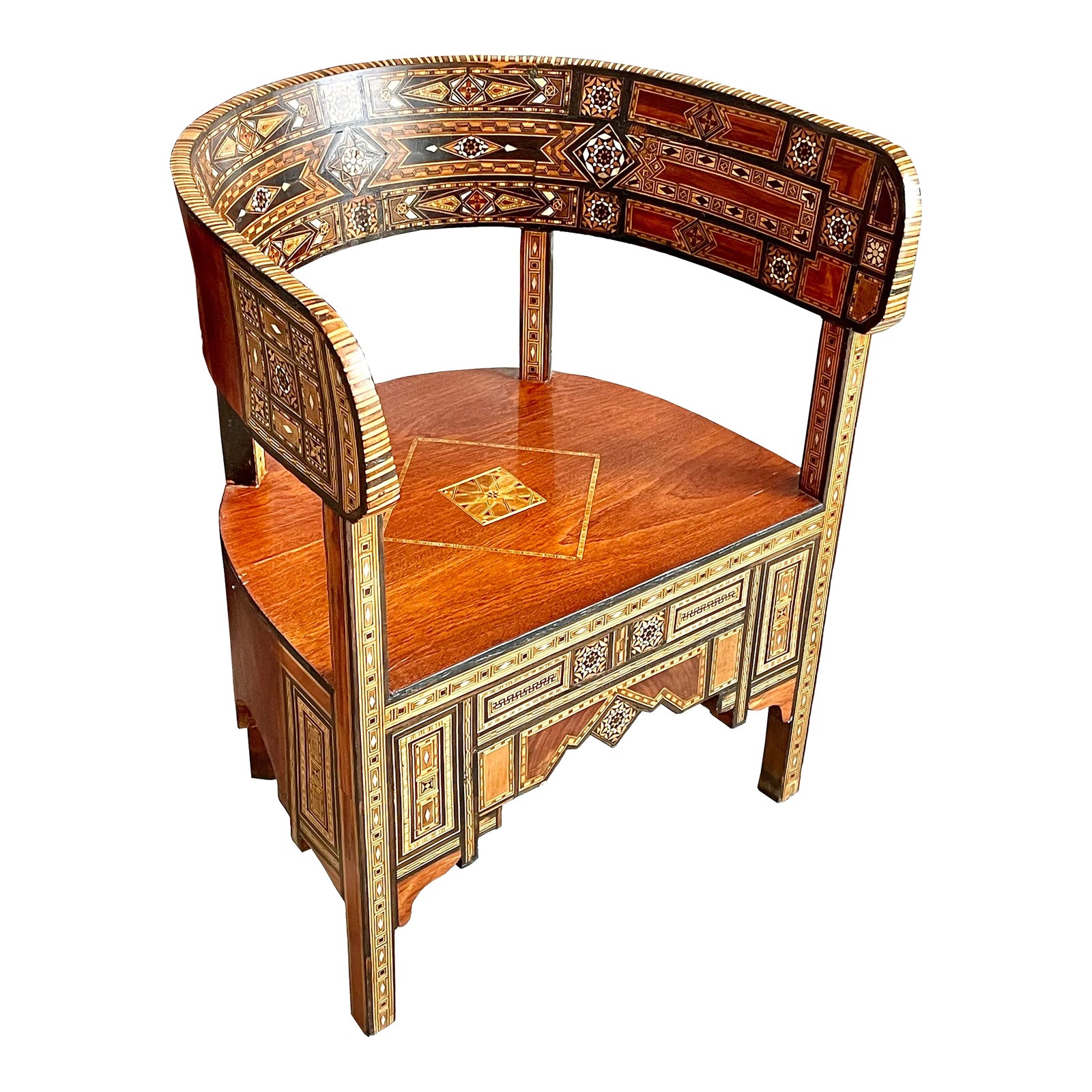 Early 20th Century Antique Marquetry Middle Eastern Chair Chairish