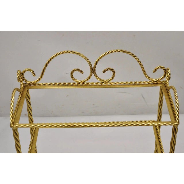 Mid 20th Century Italian Hollywood Regency Gold Gilt Iron 3 Tier Shelf Small Display Stand (A) For Sale - Image 5 of 12